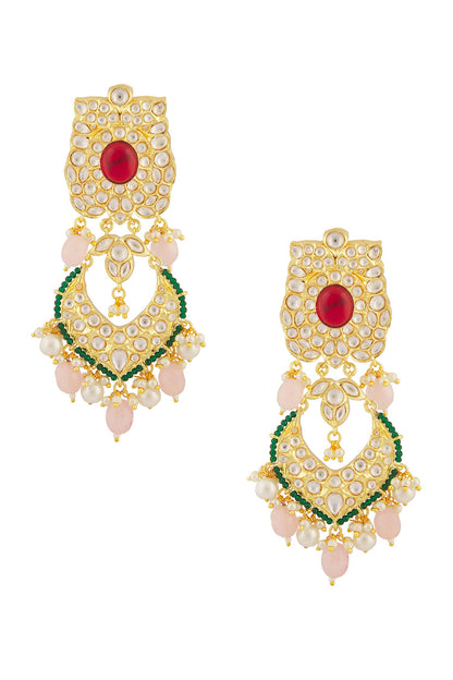 Serene Bloom Ruby Stone Encrusted Jewellery Set 