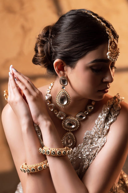 Apsara Victorian Polki Studded Necklace Set 
