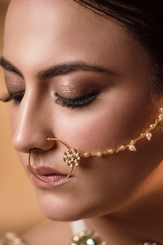 Neelam Kundan Embellished Nose Ring 