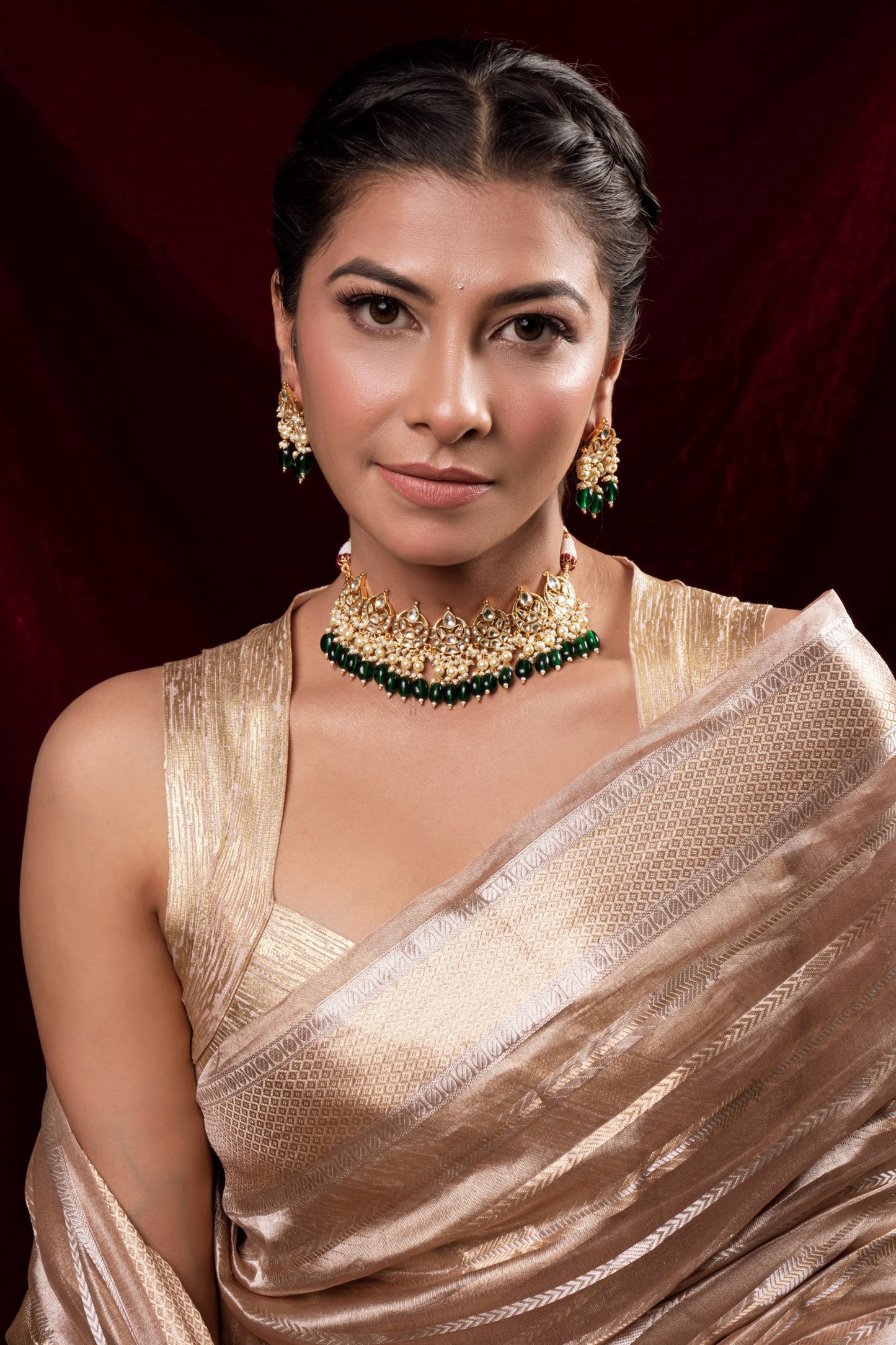 Priya Kundan Embellished Choker Set 