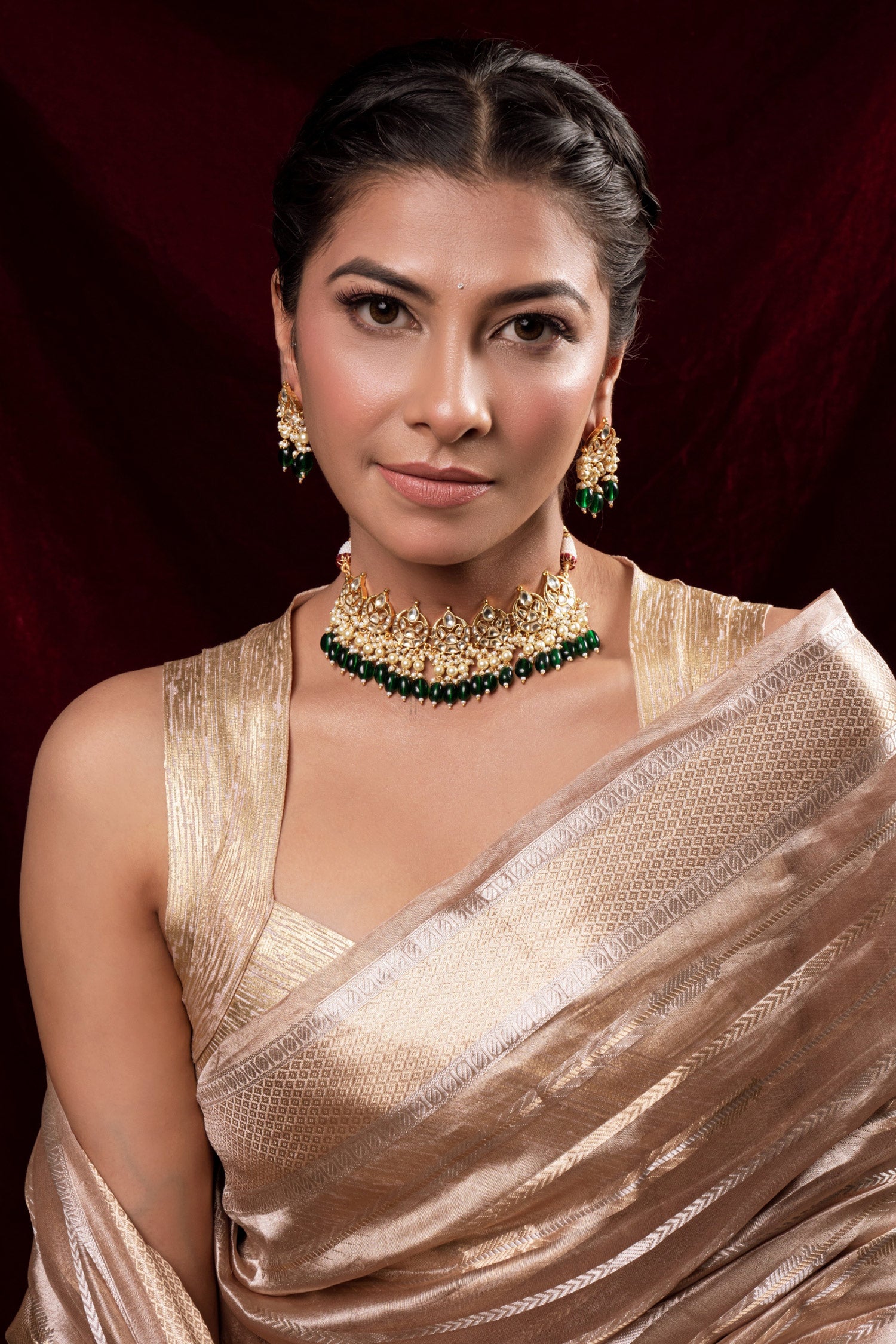Priya Kundan Embellished Choker Set 