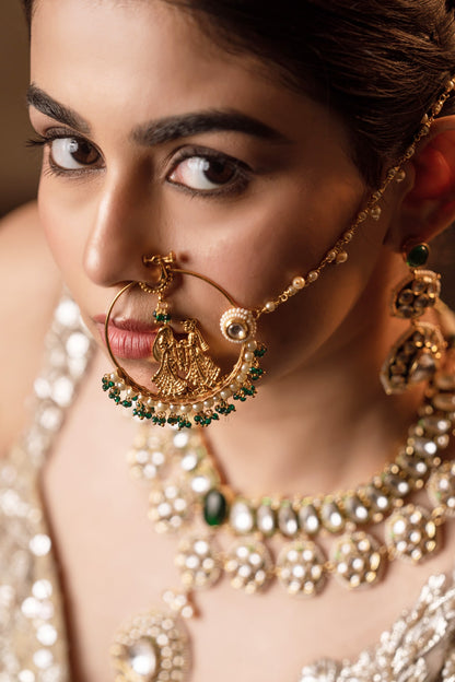 Radha Krishna Carved Nose Ring 