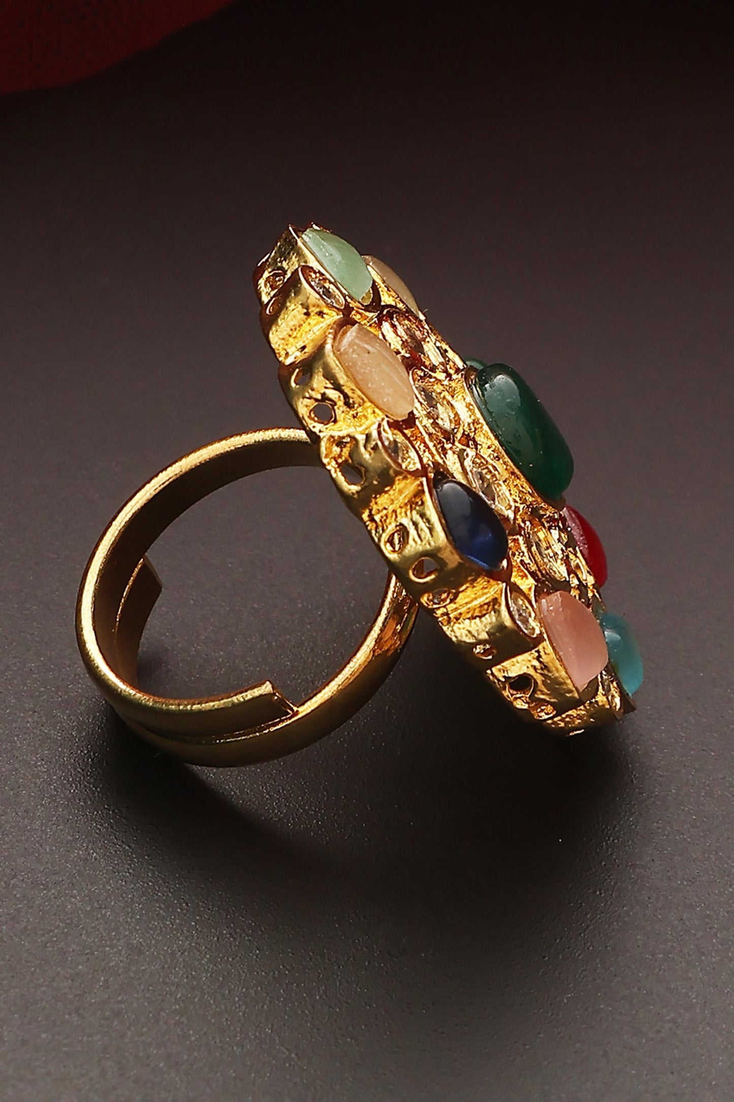 Navratna Kundan Embellished Ring 