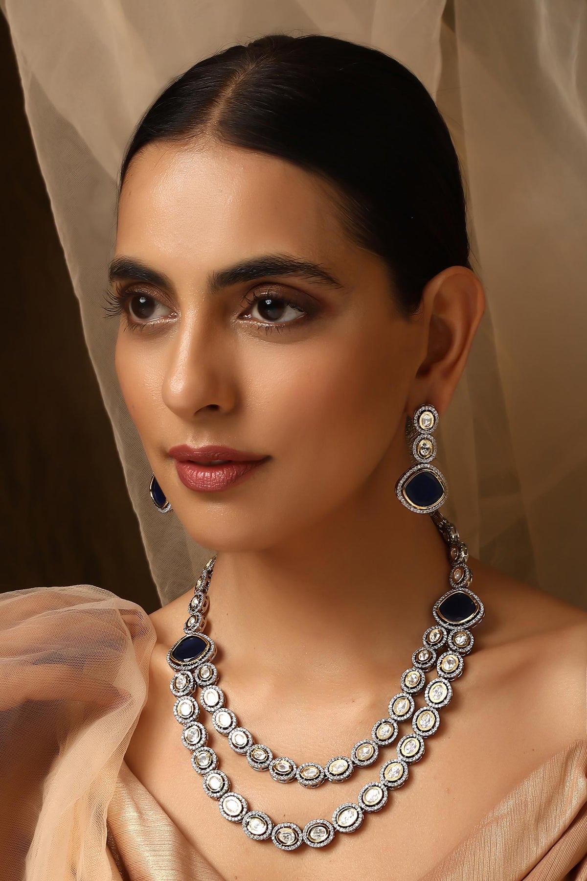 Victorian Polki Layered Necklace Set 