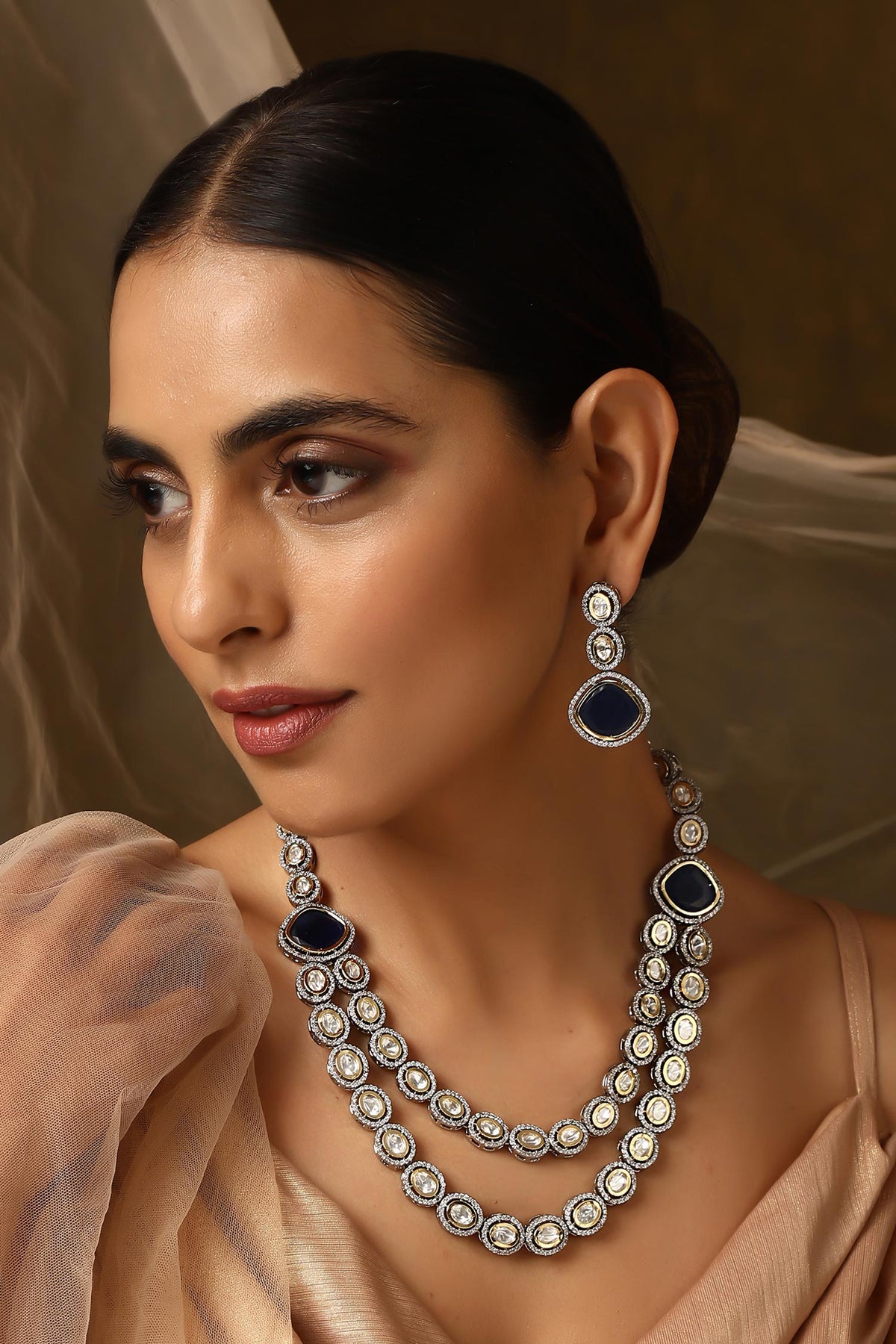 Victorian Polki Layered Necklace Set 
