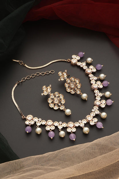 Stone Drop Polki Necklace Set 