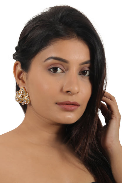 Geometric Shaped Jadtar Stud Earrings 