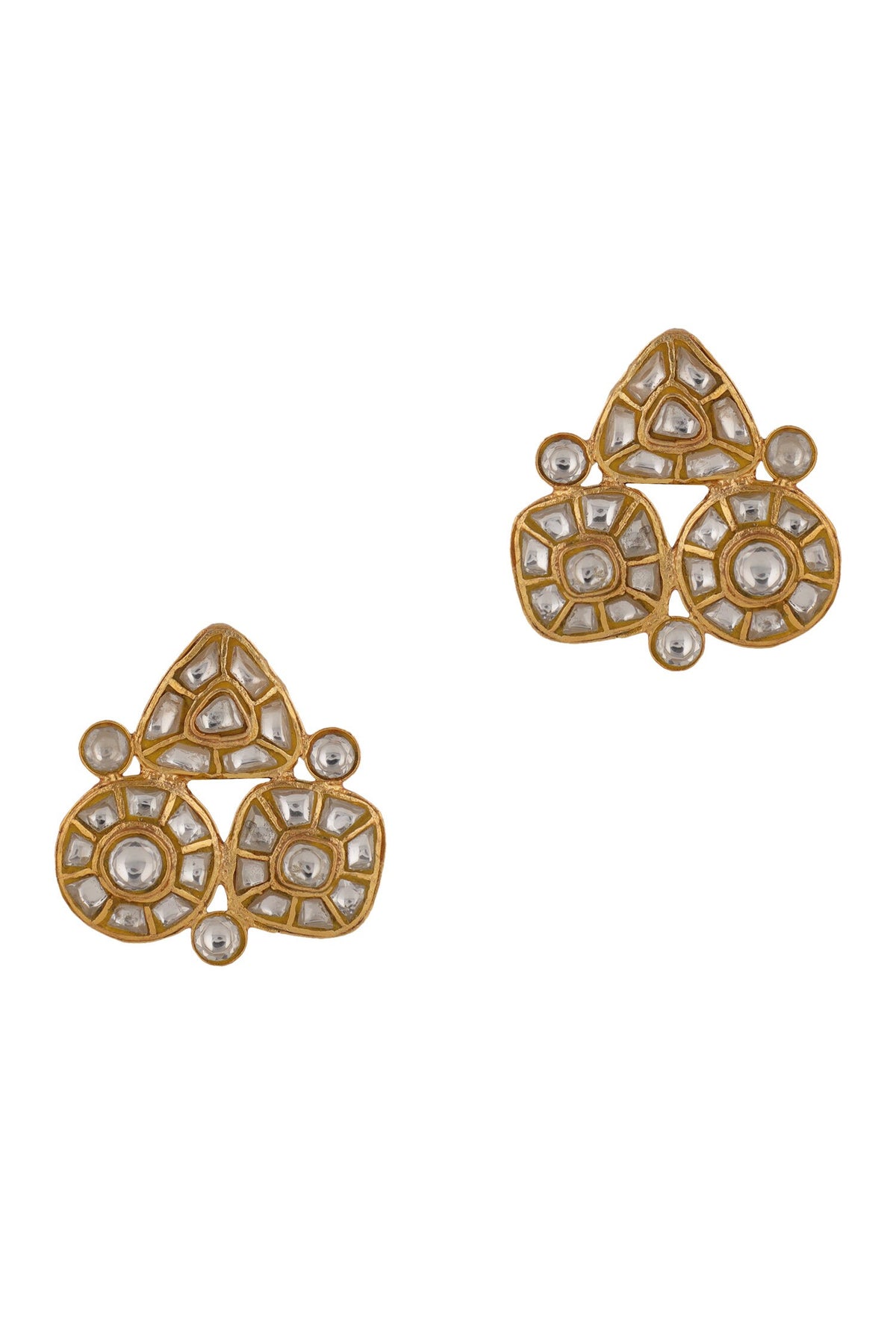 Geometric Shaped Jadtar Stud Earrings 