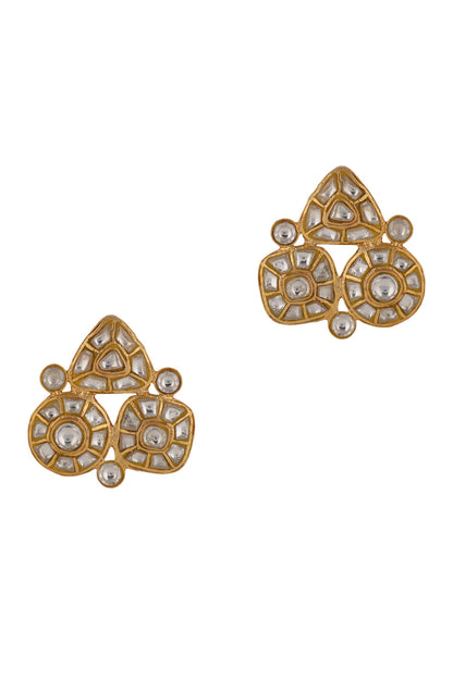 Geometric Shaped Jadtar Stud Earrings 