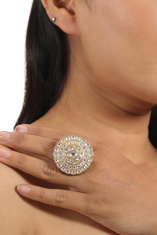 Flower Embellished Jadtar Ring 