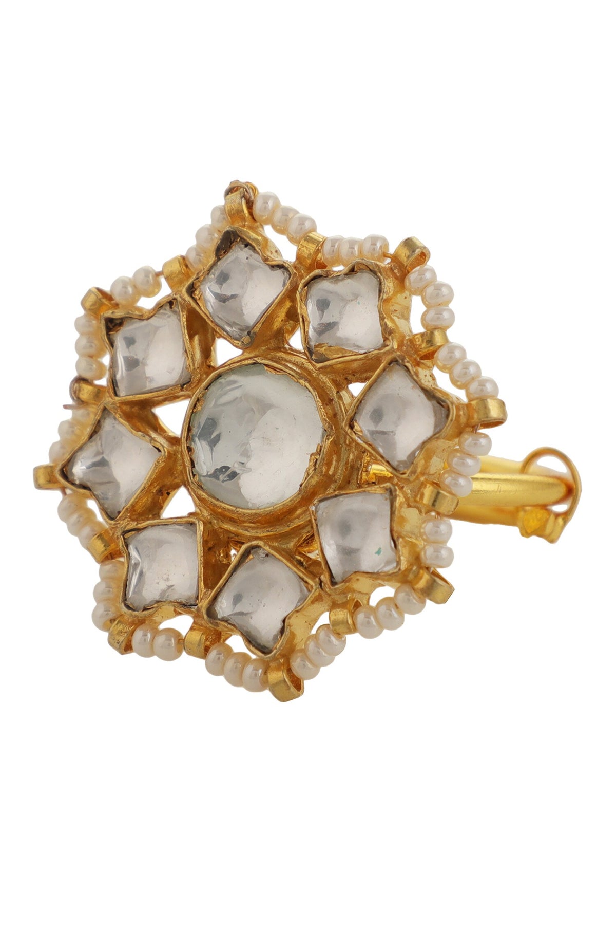 Embellished Flower Jadtar Ring 
