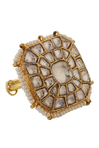 Jadtar Geometric Embellished Ring 
