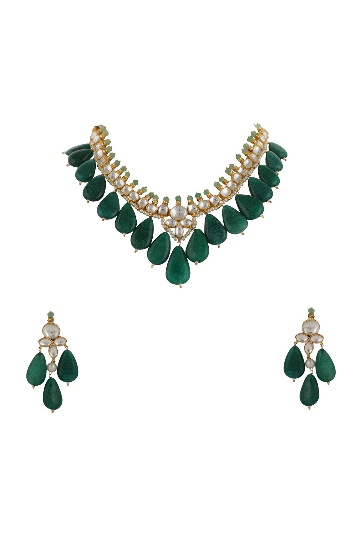 Jadtar Stones Embellished Necklace Set 