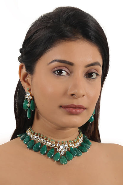 Jadtar Stones Embellished Necklace Set 