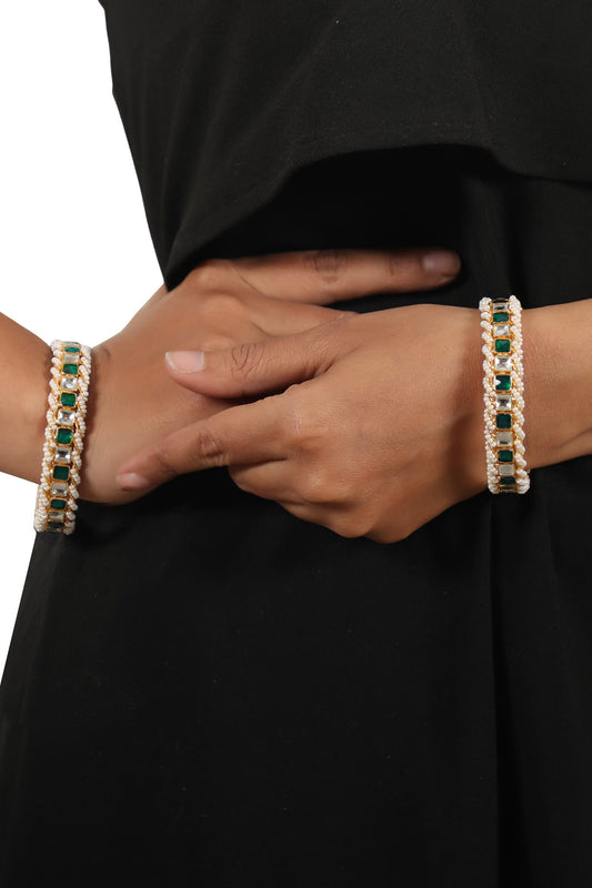 Jadtar Stone Embellished 2 Pcs Bangles 