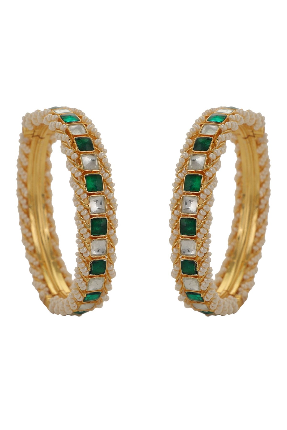 Jadtar Stone Embellished 2 Pcs Bangles 