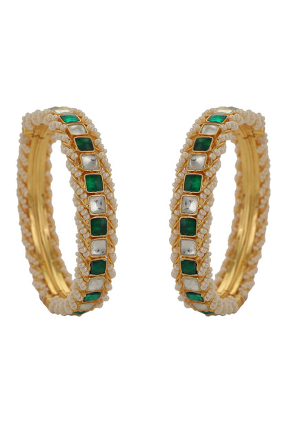 Jadtar Stone Embellished 2 Pcs Bangles 