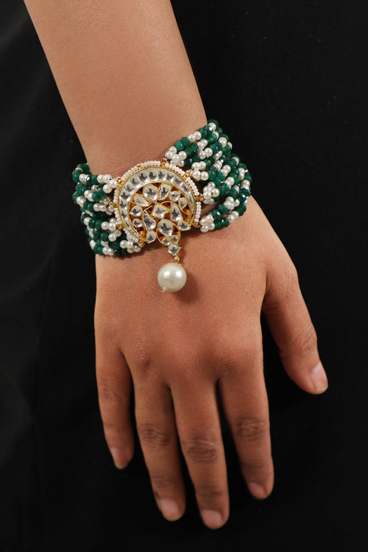 Floral Cutwork Pearl Work Bracelet 
