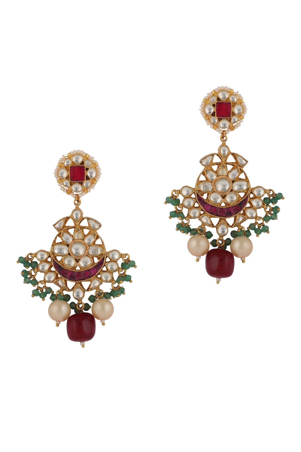 Floral Jadtar Stone Embellished Earrings 