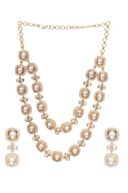 Kaushiki Two Line Polki Necklace Set 