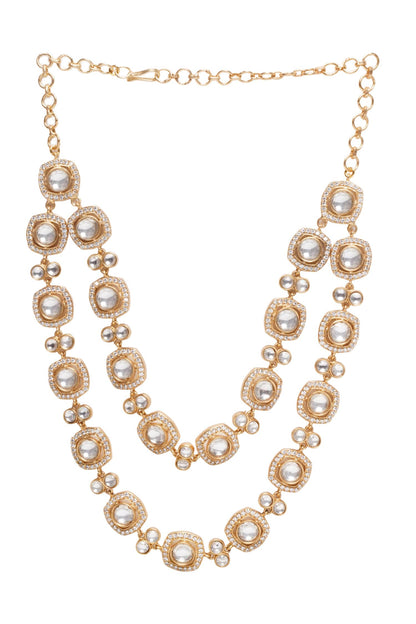 Kaushiki Two Line Polki Necklace Set 