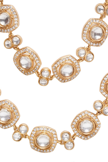 Kaushiki Two Line Polki Necklace Set 