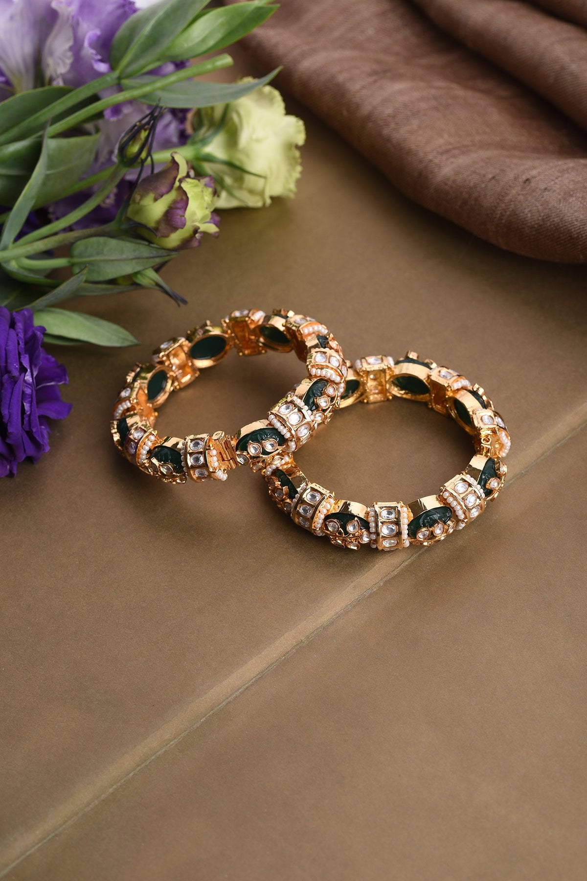 Hetal Onyx Embellished Bangles - Set of 2 