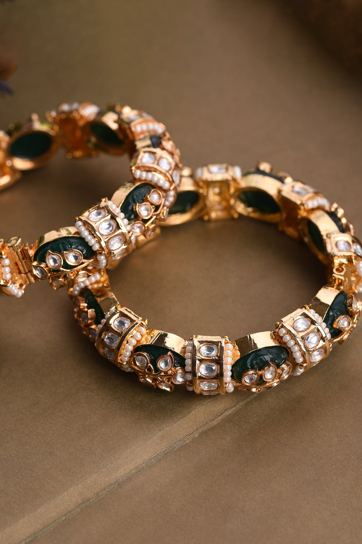 Hetal Onyx Embellished Bangles - Set of 2 