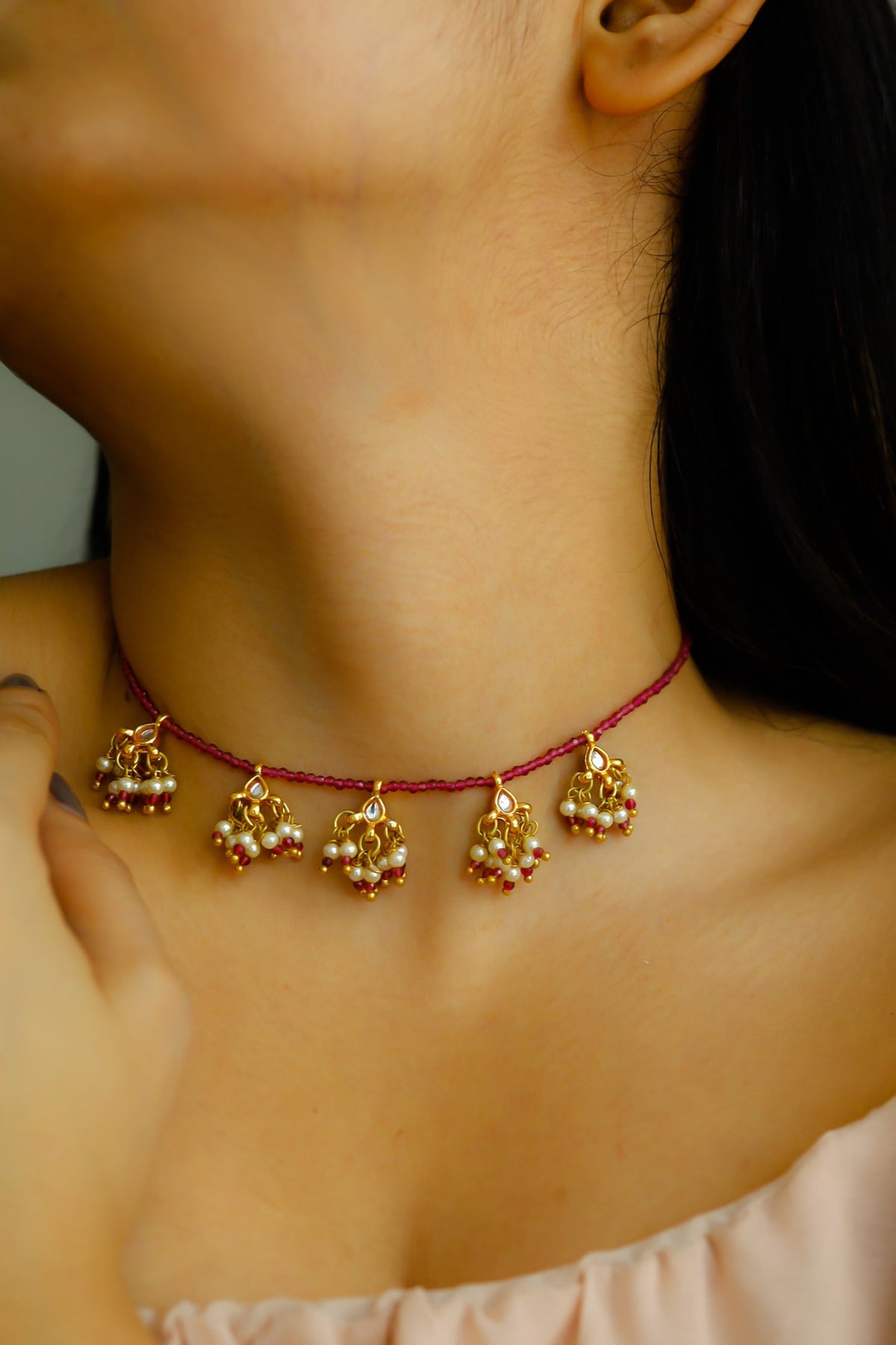 Onyx Stone Embellished Necklace 