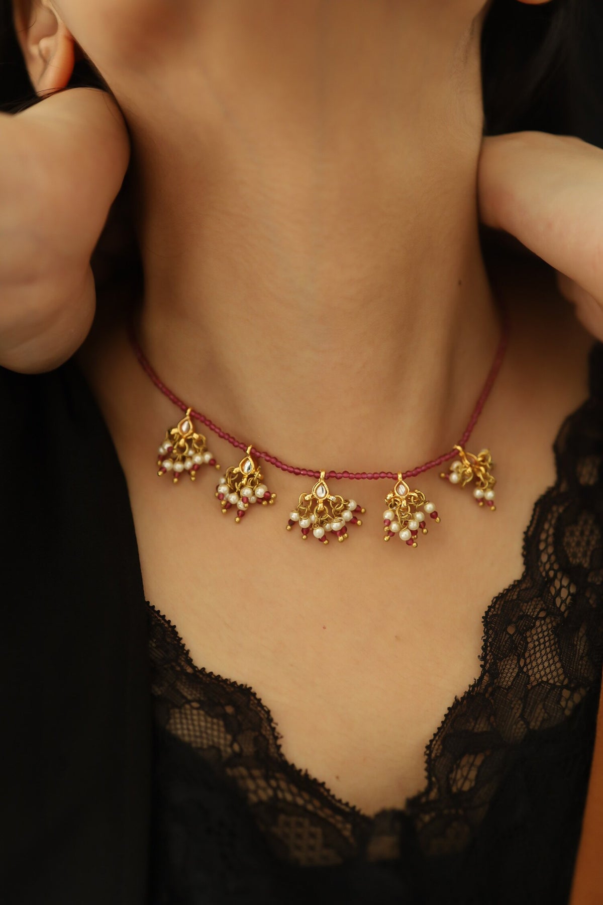 Onyx Stone Embellished Necklace 