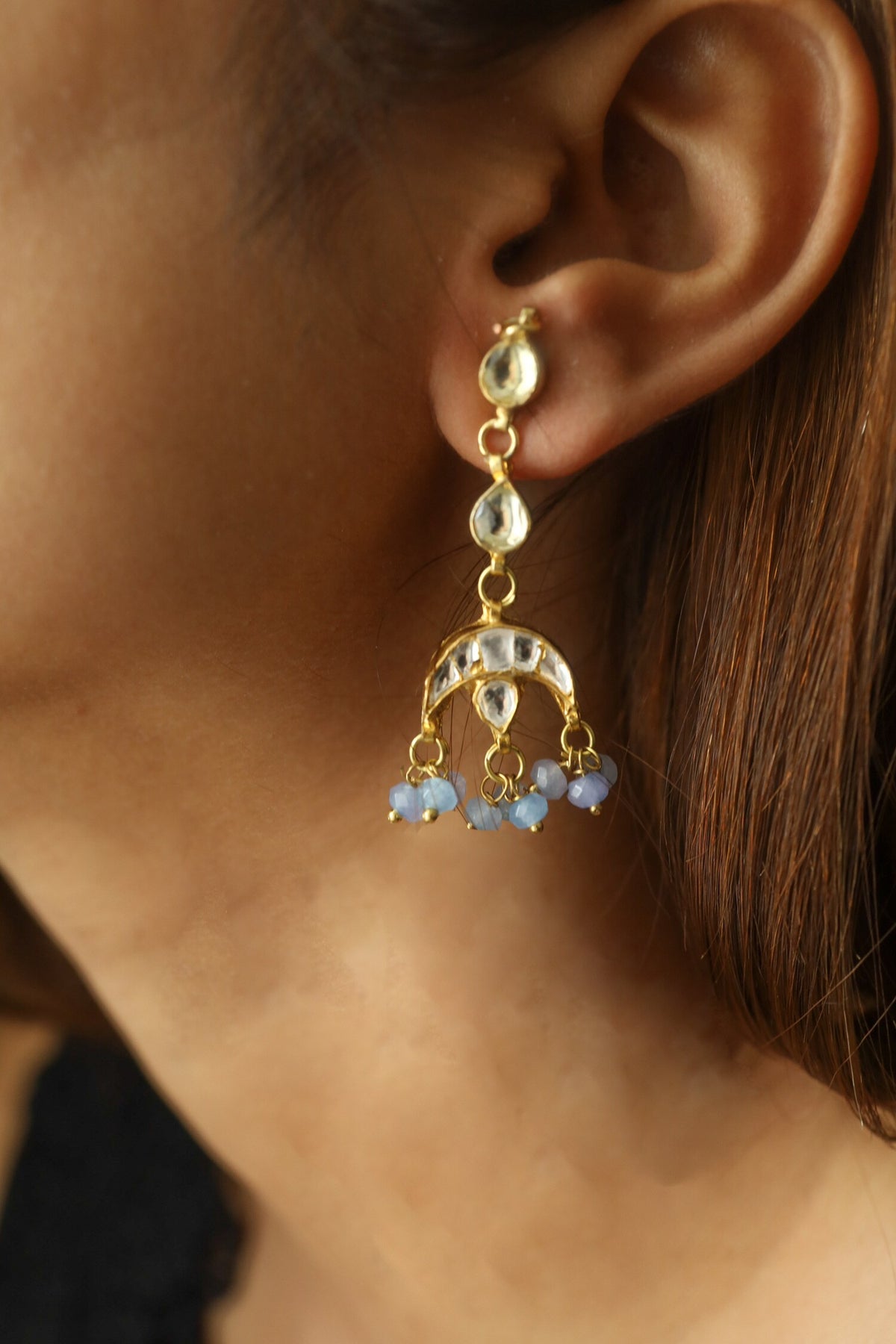 Crescent Moon Cutwork Earrings 