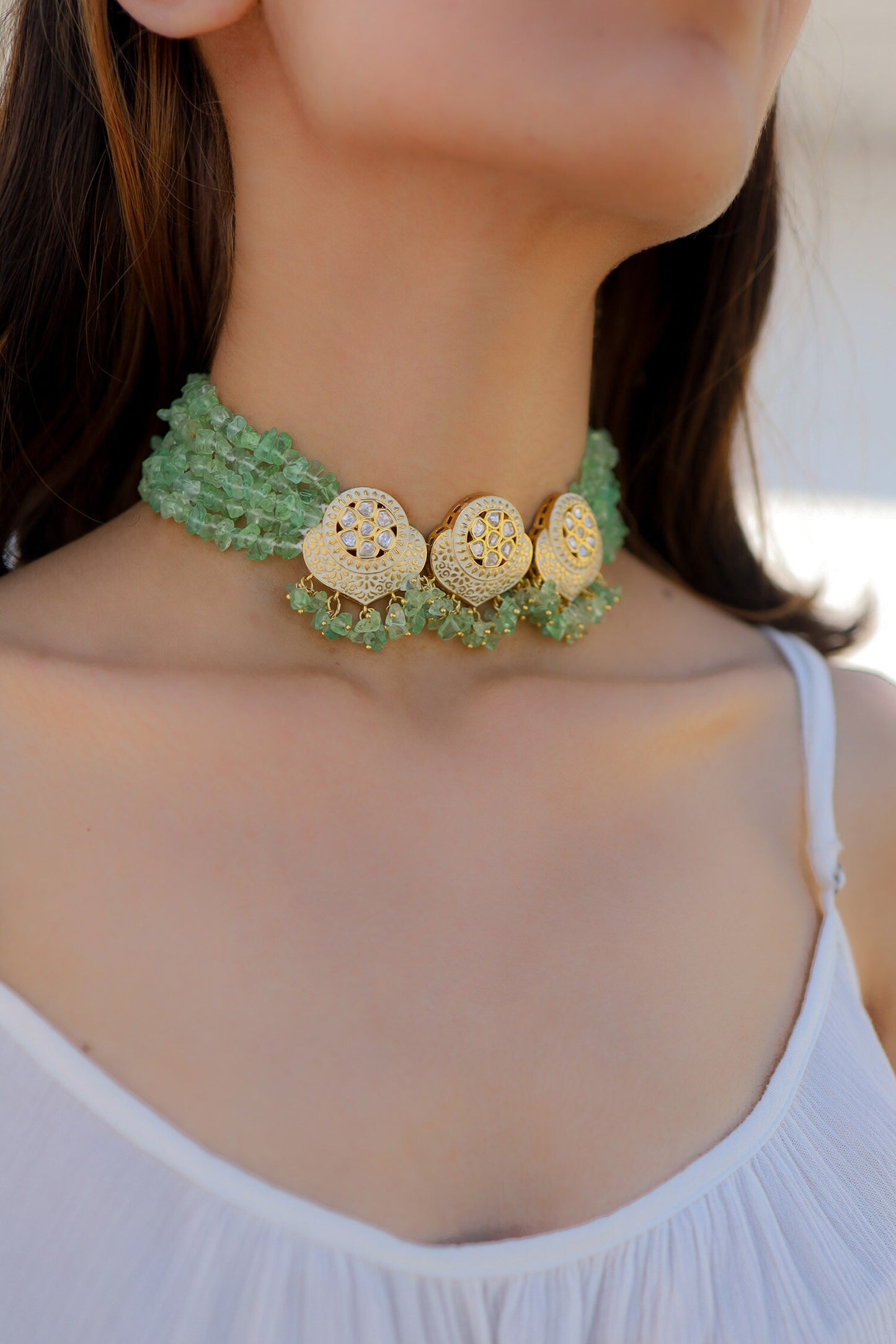 Polki Embellished Floral Choker 