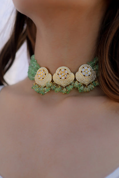 Polki Embellished Floral Choker 