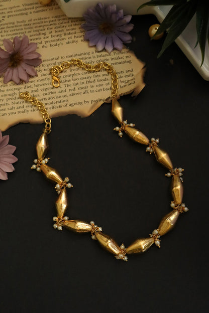 Spindle & Pearl Trinket Necklace 