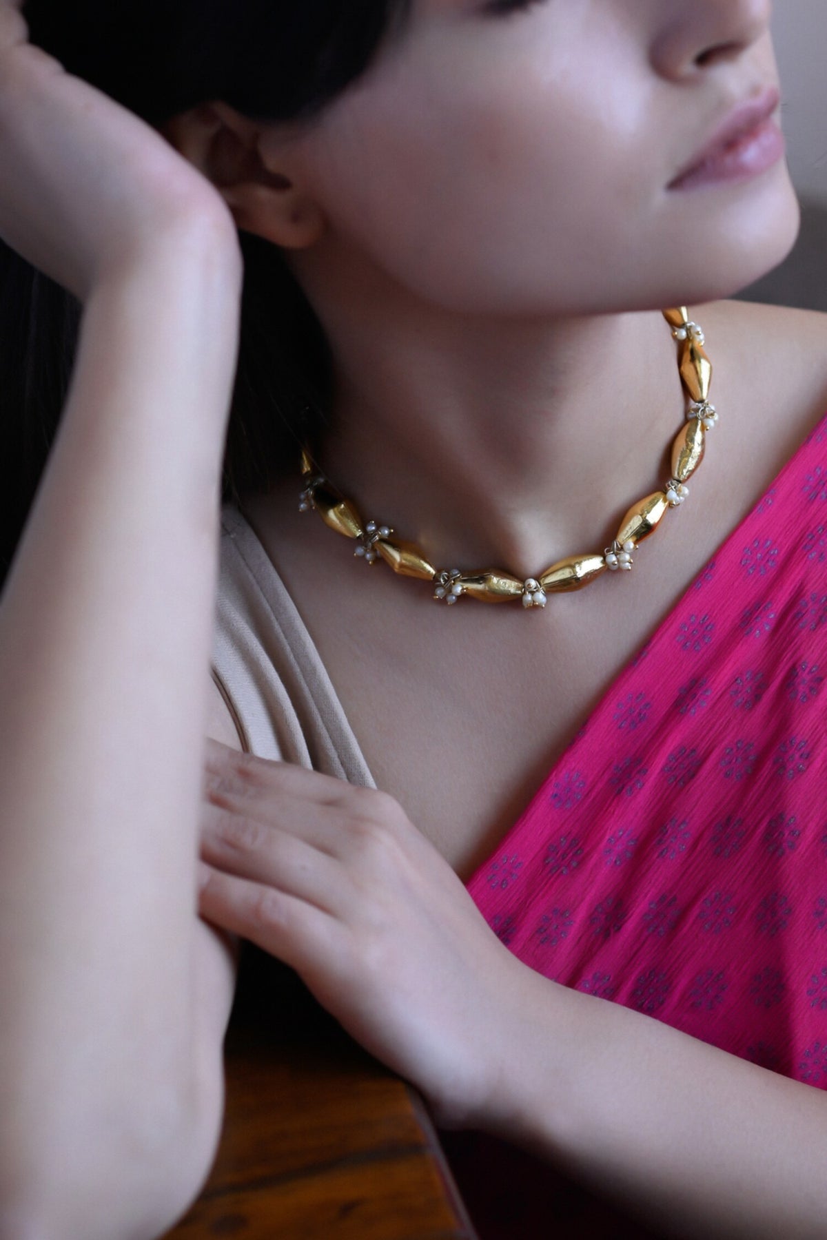 Spindle & Pearl Trinket Necklace 