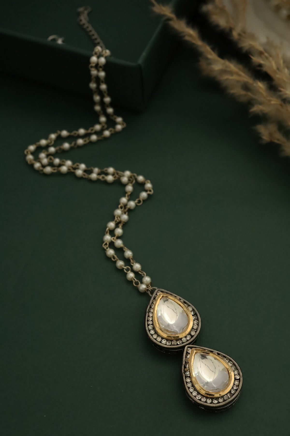 Polki Teardrop Pendant Necklace 