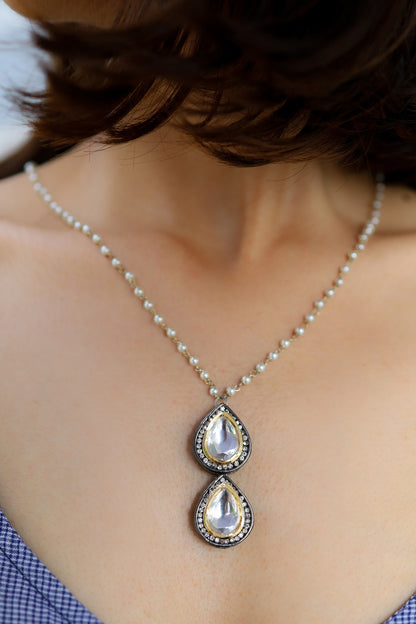 Polki Teardrop Pendant Necklace 