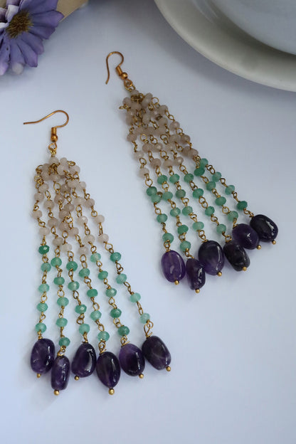 Stone & Onyx Embellished Danglers 