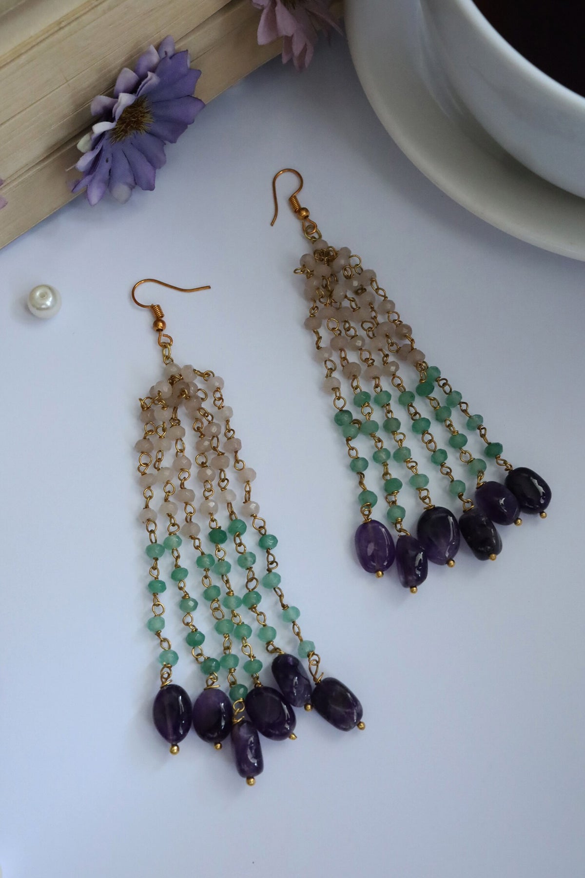 Stone & Onyx Embellished Danglers 