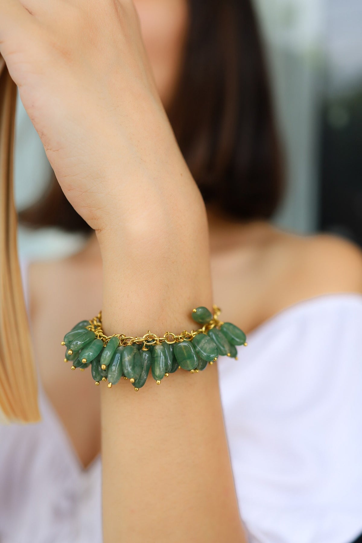 Cluster Stone Embellished Bracelet 