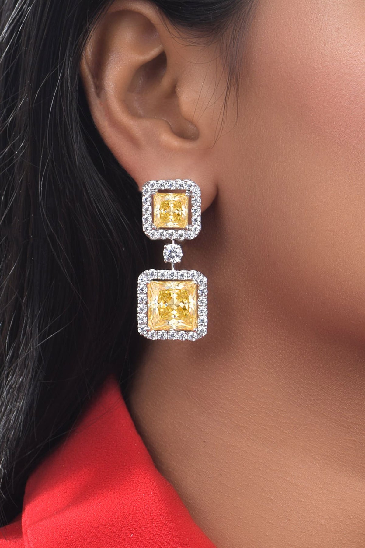 Square Swarovski Zirconia Earrings 