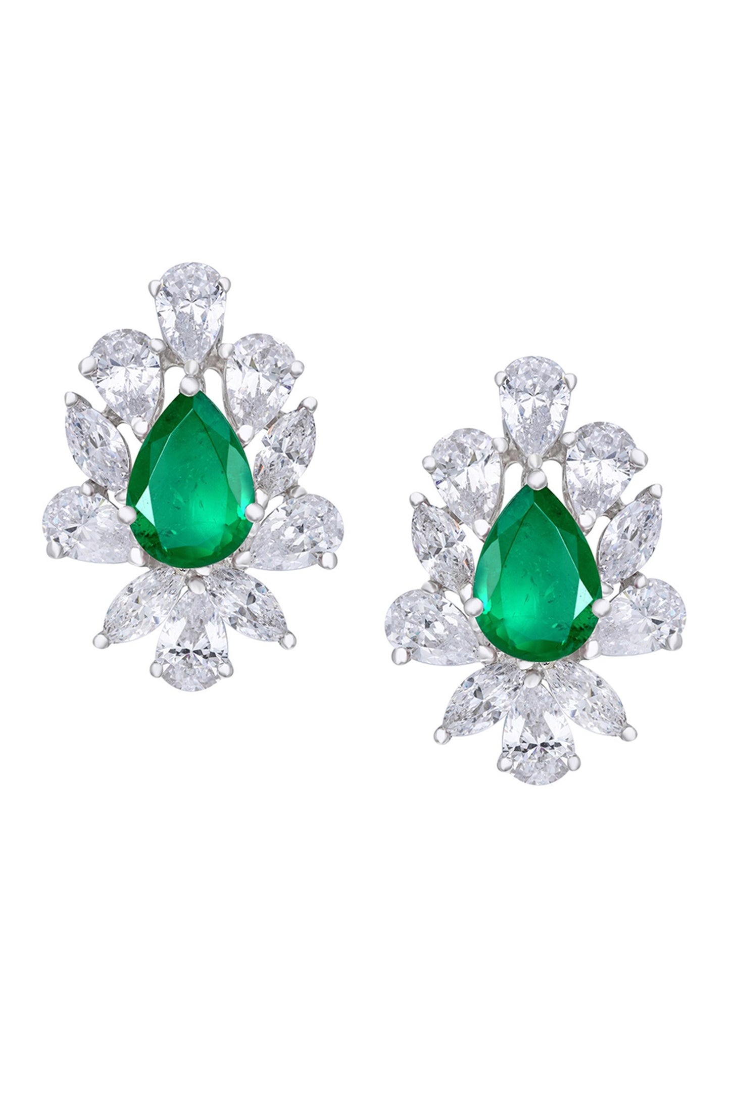 Emerald Embellished Stud Earrings 