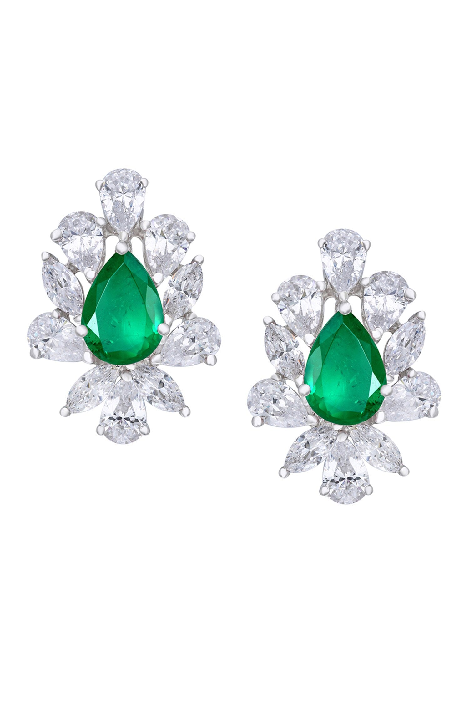 Emerald Embellished Stud Earrings 