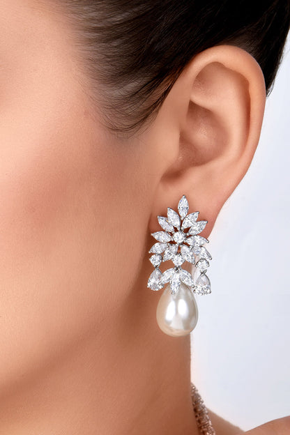 Floral Swarovski Drop Earrings 