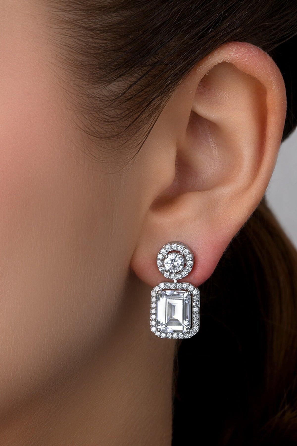Oval & Octagon Shaped Swarovski Earrings 