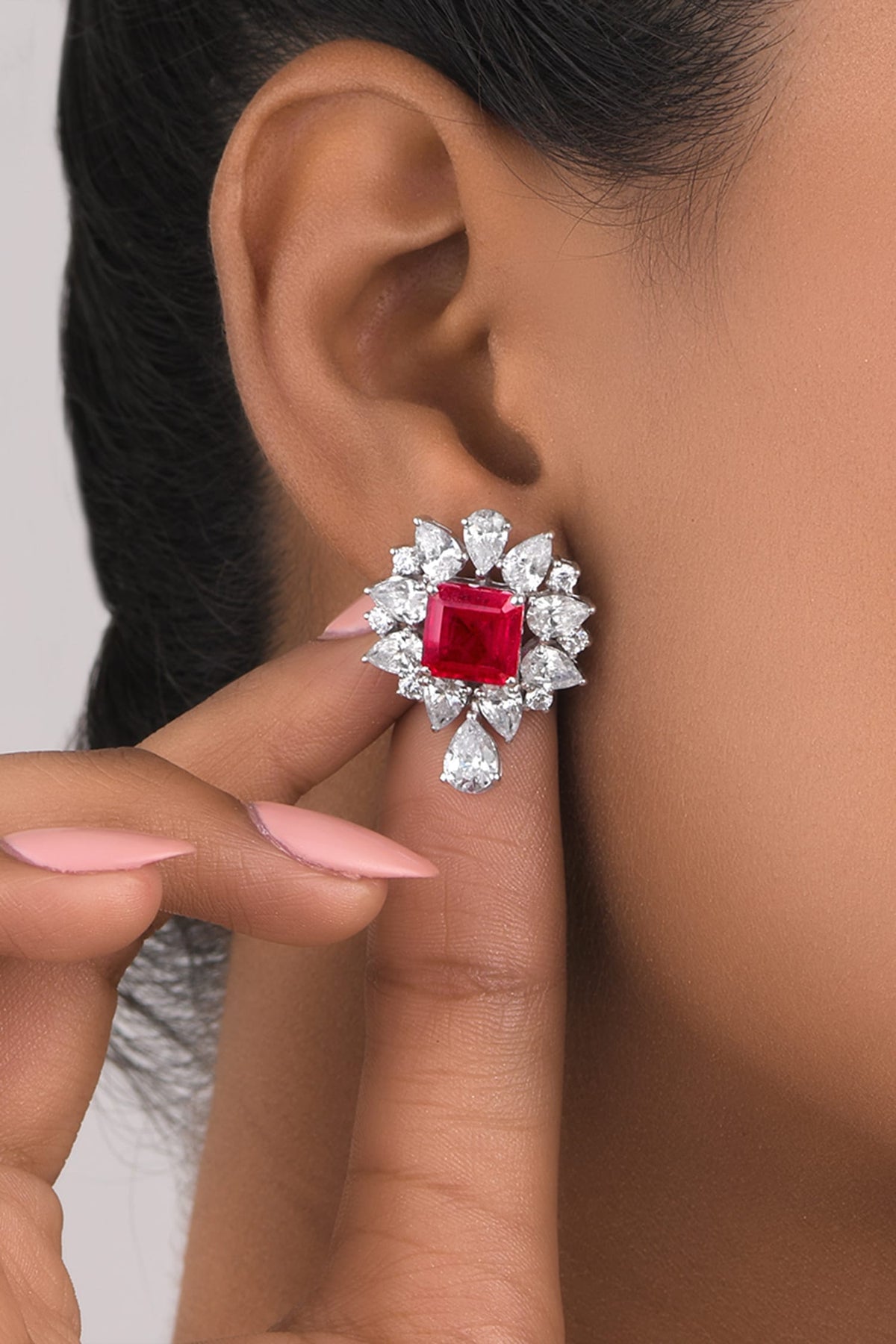 Ruby Embellished Earrings 