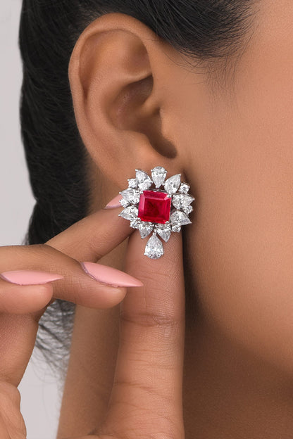 Ruby Embellished Earrings 