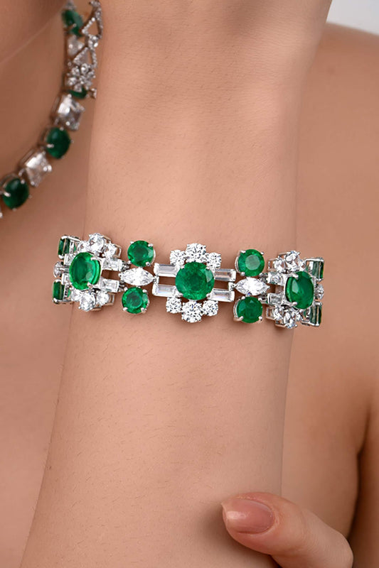 Swarovski Zirconia & Emerald Embellished Bracelet 