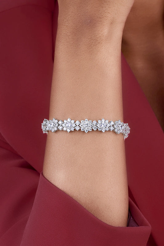 Floral Pattern Swarovski Zirconia Bracelet 