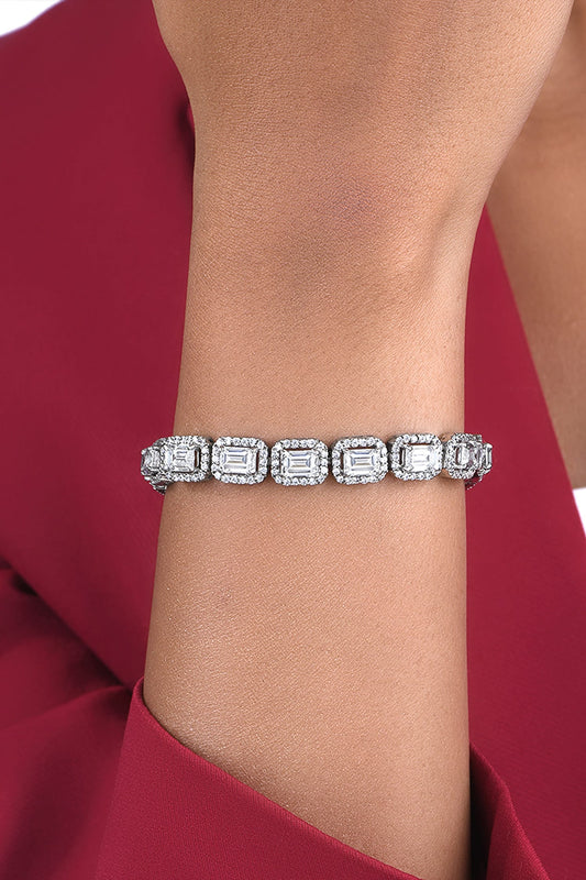 Octagon Shaped Halo Bracelet 